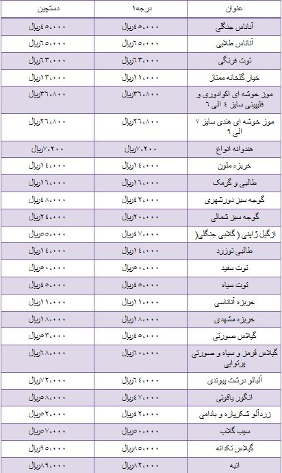 آخرین قیمت میوه تابستانی در میادین میوه و تره بار