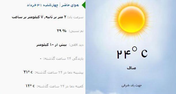 پیش بینی هوای صاف تا قسمتی ابری درآذربایجان شرقی