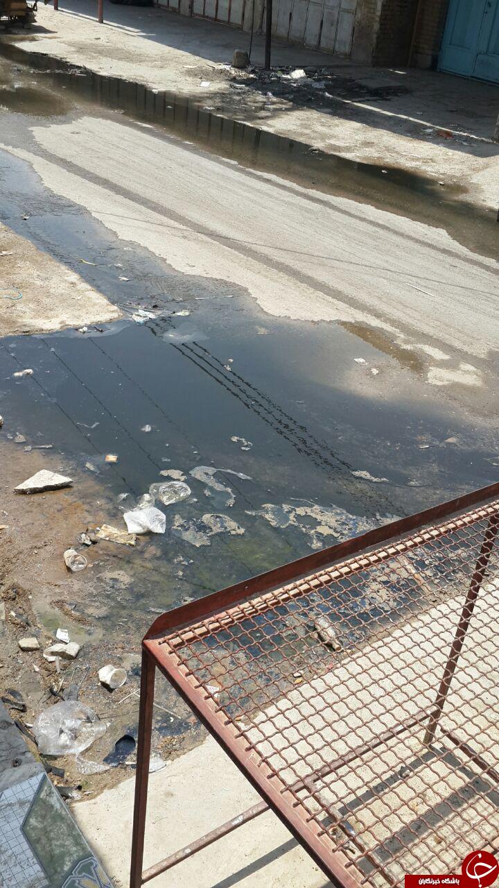 نمای زشت فاضلاب در کوچه و خیابان‌های شادگان + تصاویر