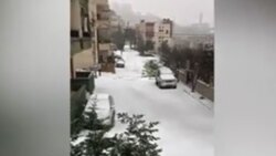 لیز خوردن خودروها در آمریکا بر اثر یخبندان + فیلم