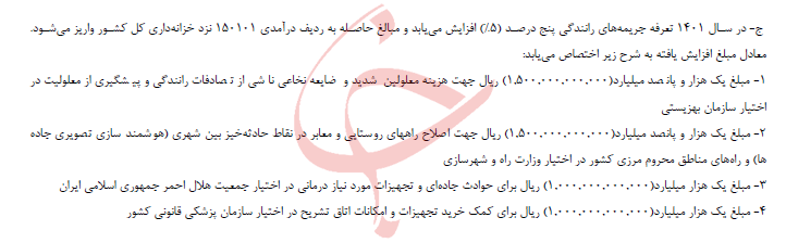نرخ جرائم رانندگی ۵ درصد گران می‌شود