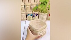آموزش بافت گلدان با کنف + فیلم